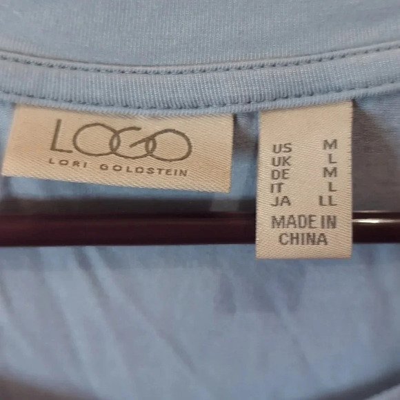 LOGO by Lori Goldstein Blue paisley tunic with pockets - Picture 4 of 9